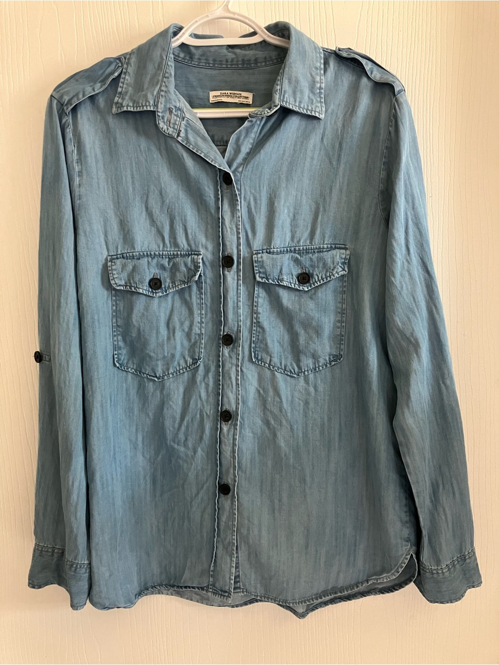Zara Light Wash Denim Shirt - Picture 2 of 5